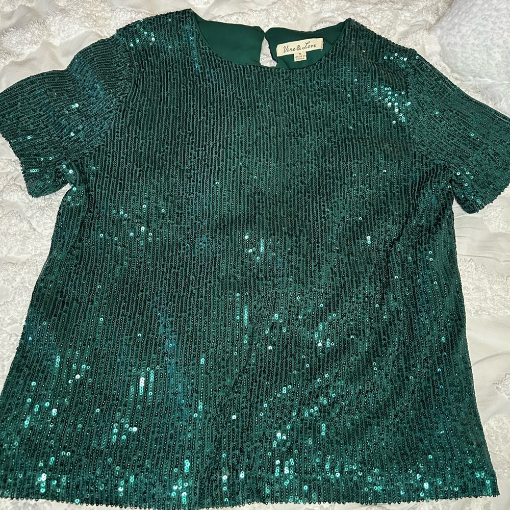 Beautiful Green Sequin Boutique blouse